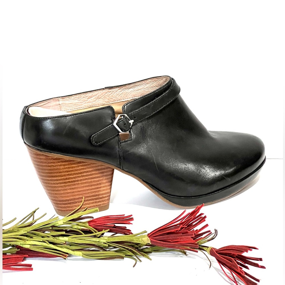 New Dansko Malissa Black Heel Belted 3” Mule Slip on Clog ~ Sz 42 /11.5-12